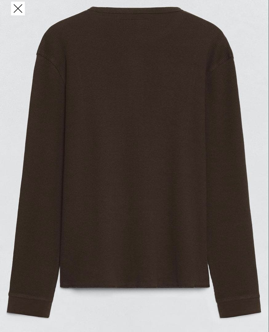 zara soshiotsuki ヘンリーネックワッフルTシャツ ブラウン - メルカリ
