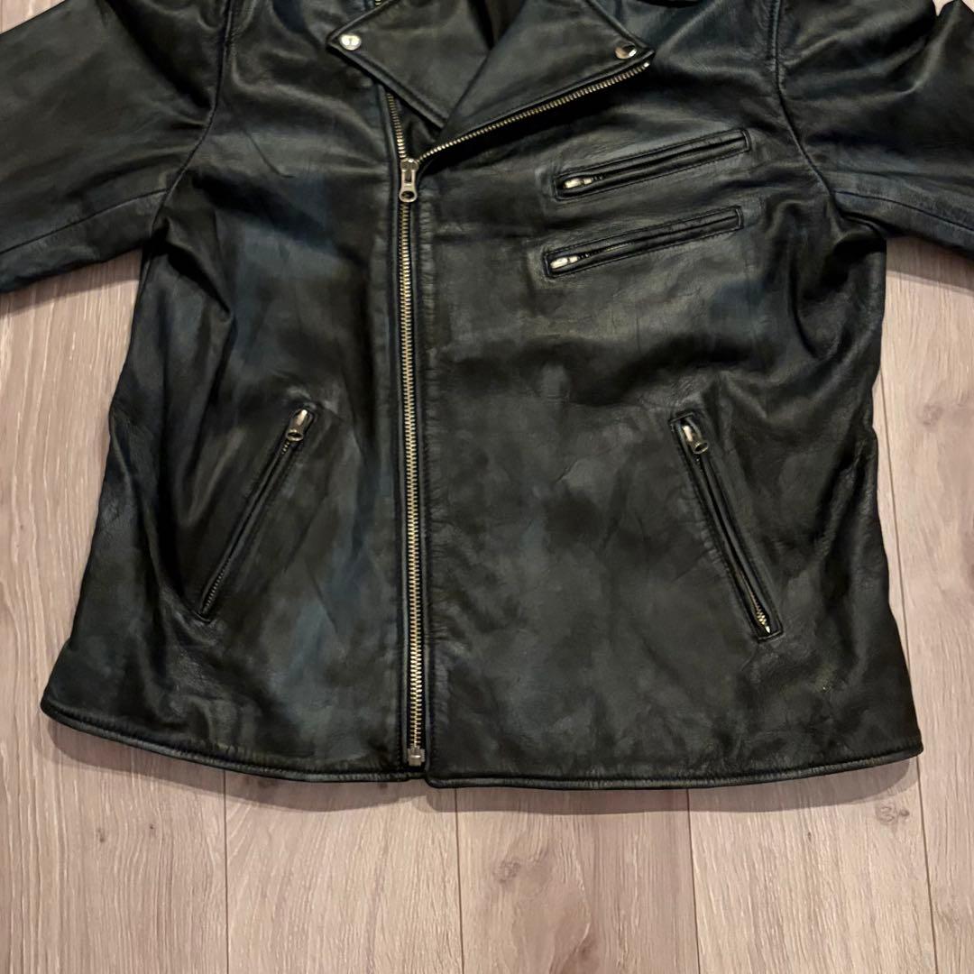 希少5L/完売品 フリーダムレザー 本革 ダブルライダースジャケット