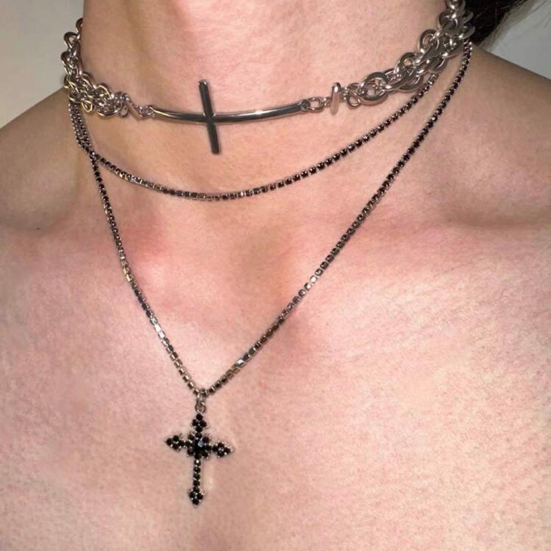 グランジ パンク ゴシック クロス ネックレス セット 十字架 かわいい