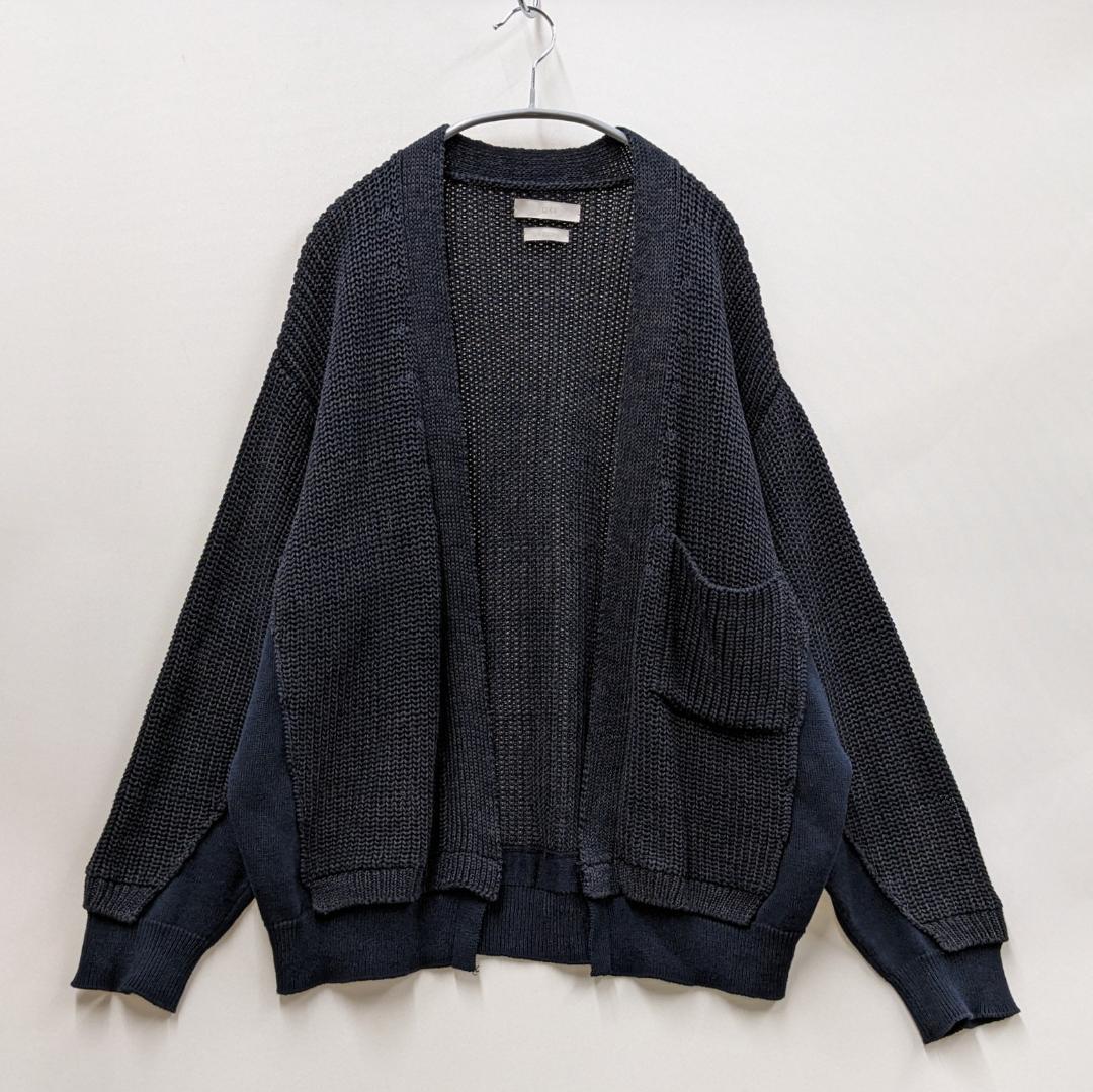 ヨーク/コネクティング リブカーディガン/再構築/ゆったりシルエット/ Vネックリブカーディガン／長袖／ウォッシャブル／ストレッチレーヨン