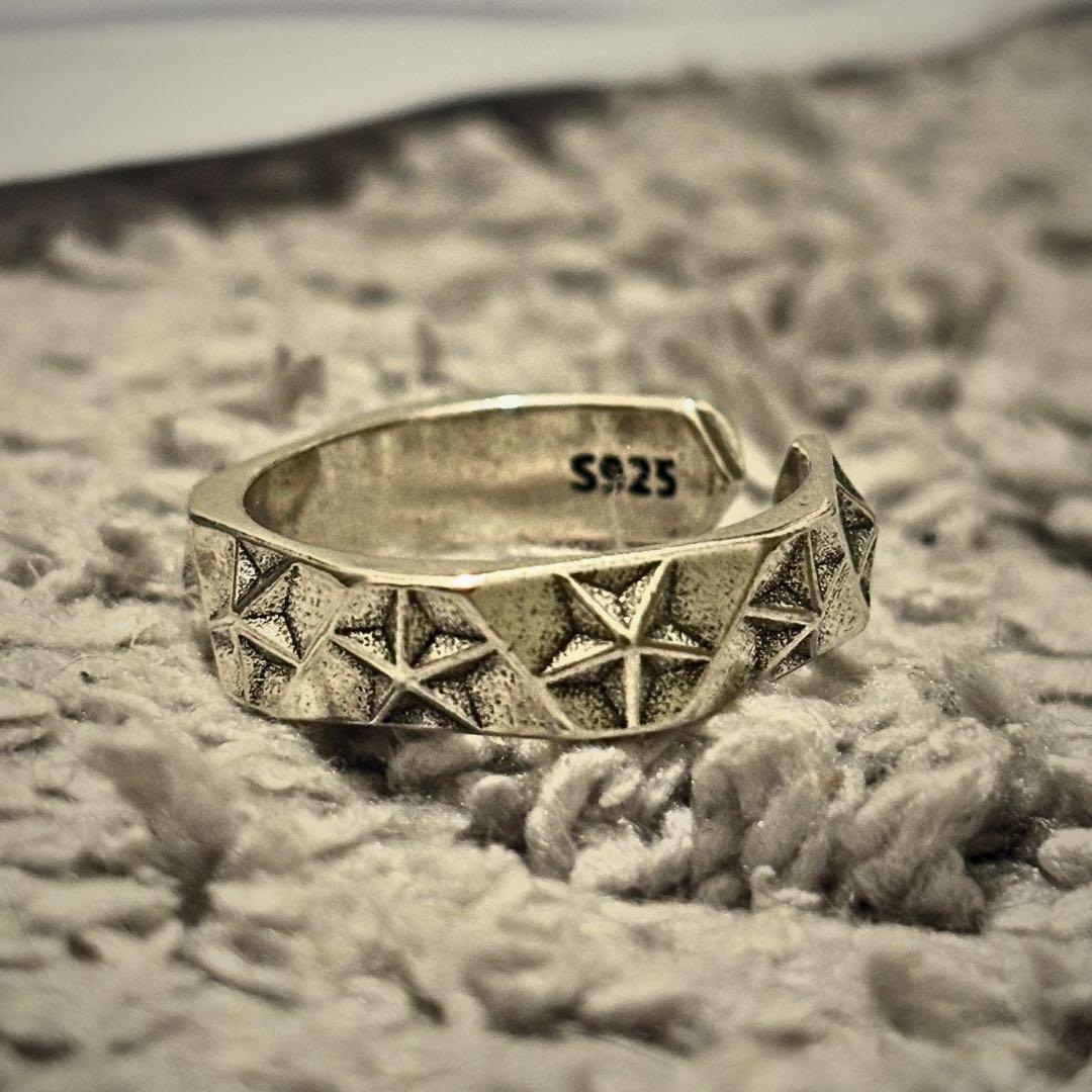 スター リング スタッズ 指輪 オープン ユニセックス ロック