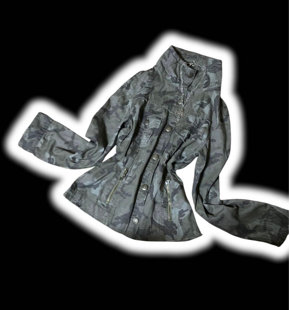 y2k平成ギャルパンク迷彩ミリタリーフードフェアリーグランジ古着
