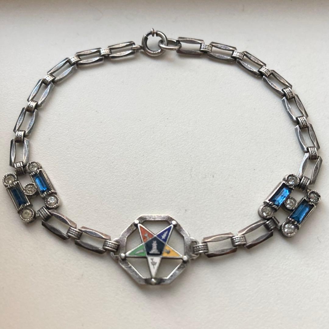 40s 50s USA製 フリーメイソン 逆五芒星 スターリング ブレスレット ヴィンテージ USA製 1950年代 フリーメイソン