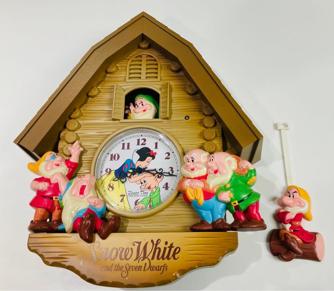 レア】ディズニータイム 掛け時計 七人のこびと白雪姫 壁掛け 振り子