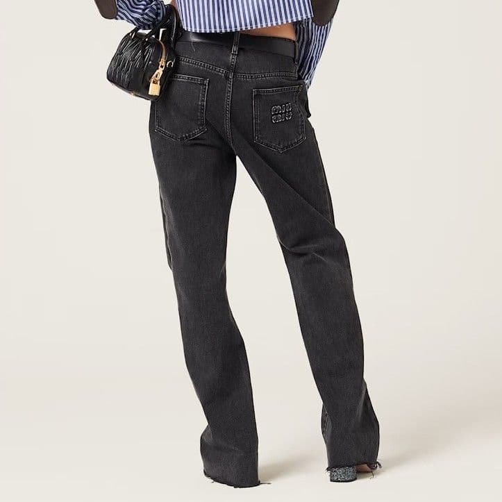 miumiu ミュウミュウ ライン デニム ブラック 27サイズ - メルカリ