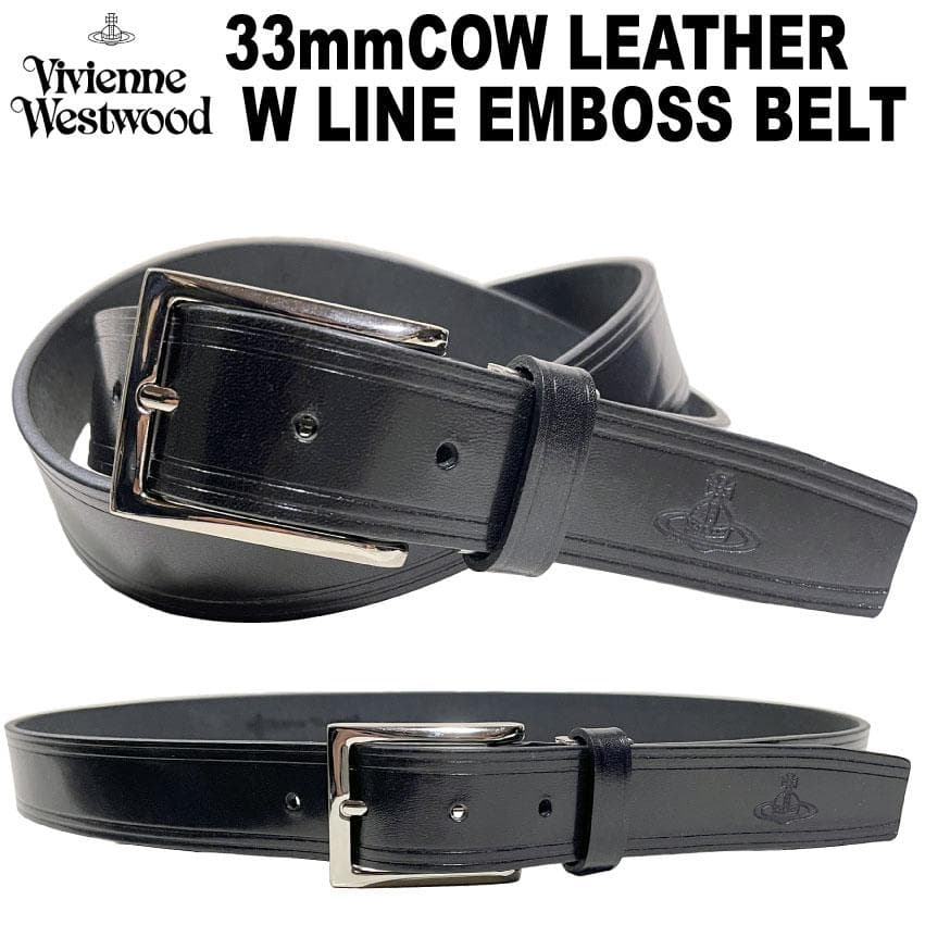 33mm 新品 ヴィヴィアンウエストウッド 日本製 ブラック ベルト 正規品 Vivienne Westwood（ヴィヴィアンウエストウッド） ベルト ブラック