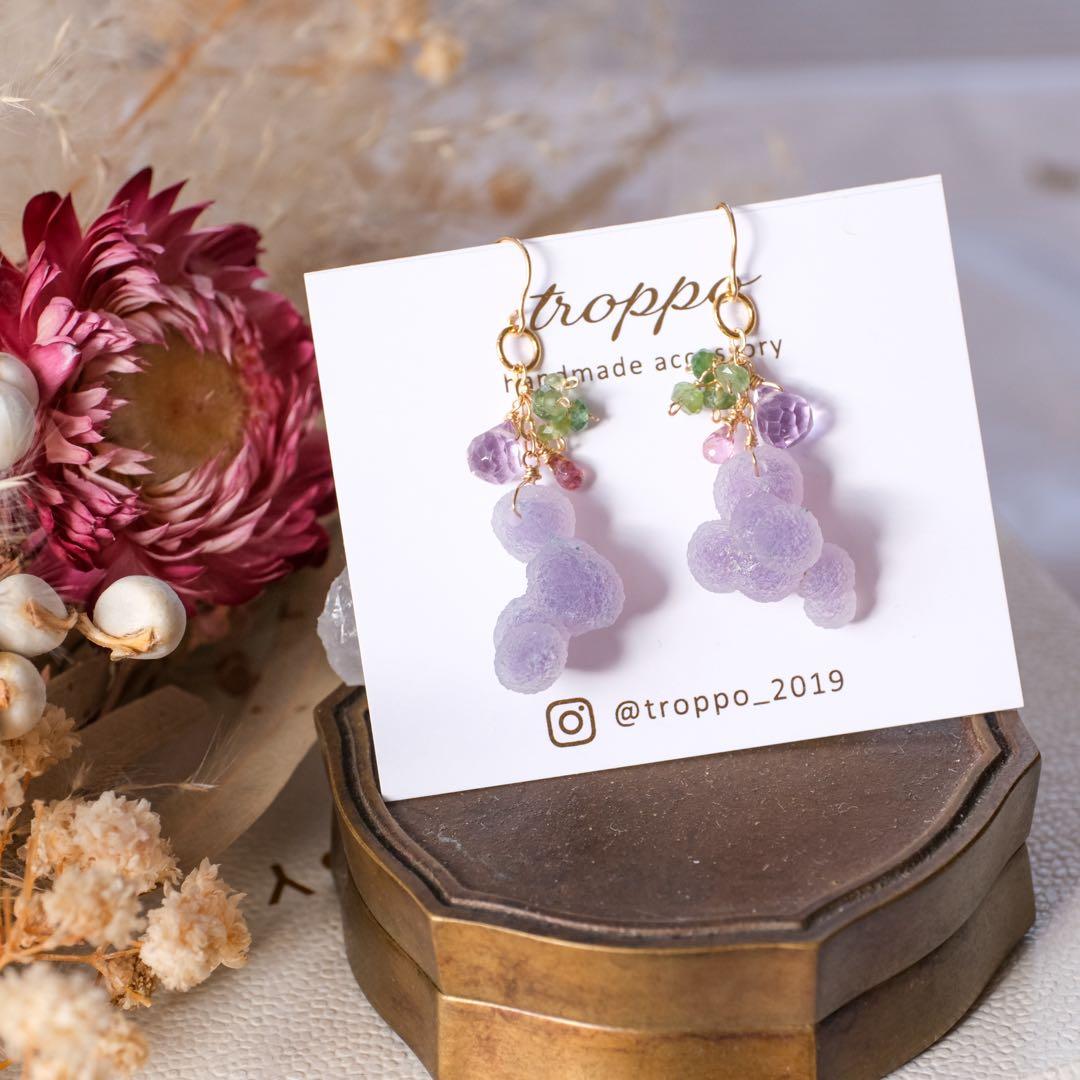 マルモ 様専用希少！14kgfグレープアゲートピアス - メルカリ