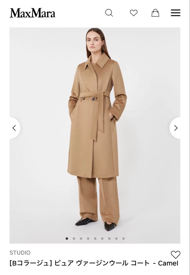 新品未使用タグ付】マックスマーラstudio現行QR付定番コートb
