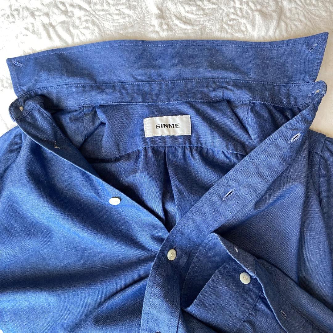 SINME シンメ ダンガリークロスボタンダウンシャツ サックスブルー M