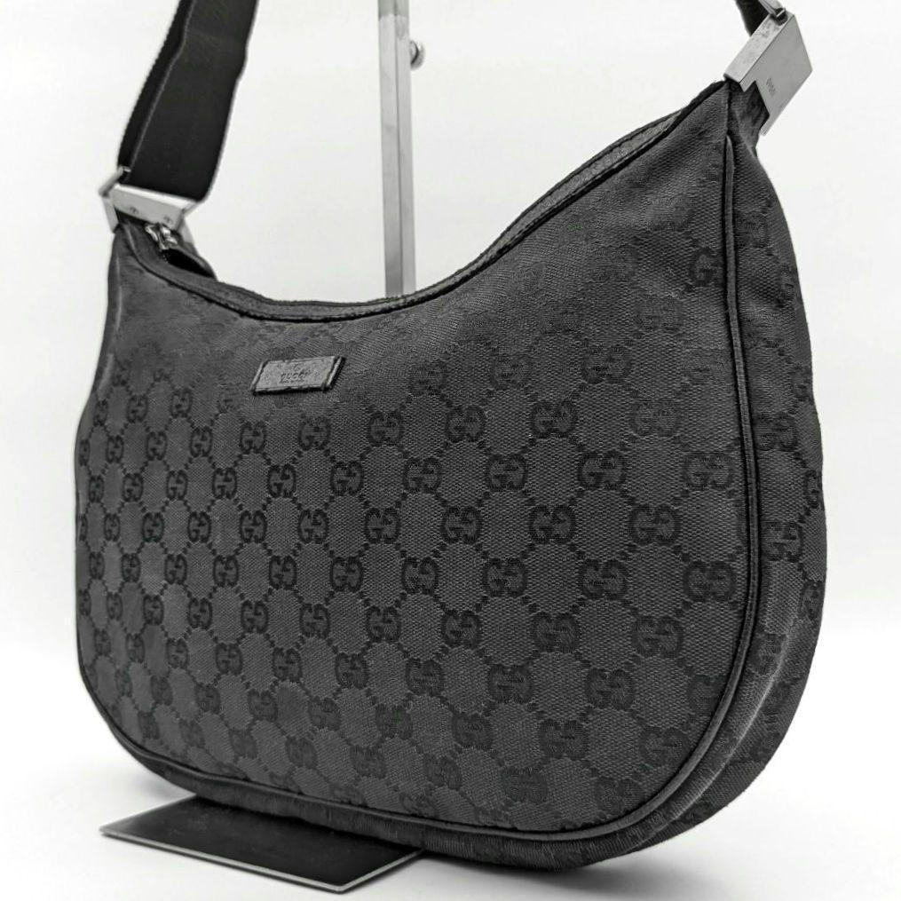 GUCCI グッチ GGキャンバス ショルダーバッグ ホーボー ブラック GGキャンバス グッチ （GUCCI） ナイロン×レザー GG柄 肩掛け
