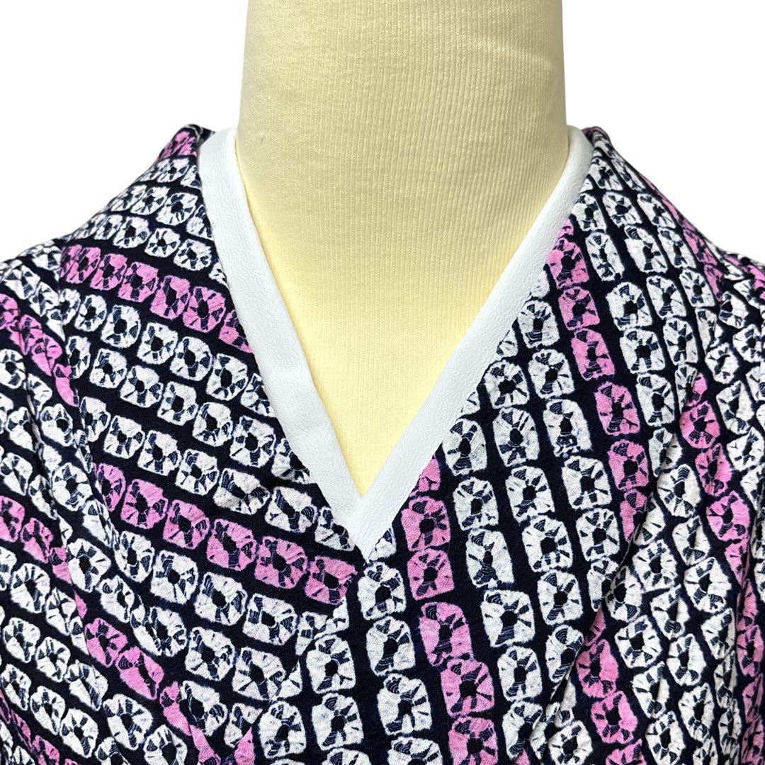 AA37有松鳴海絞り高級浴衣 花 綿レ綿 居敷当て肩当て付き - メルカリ