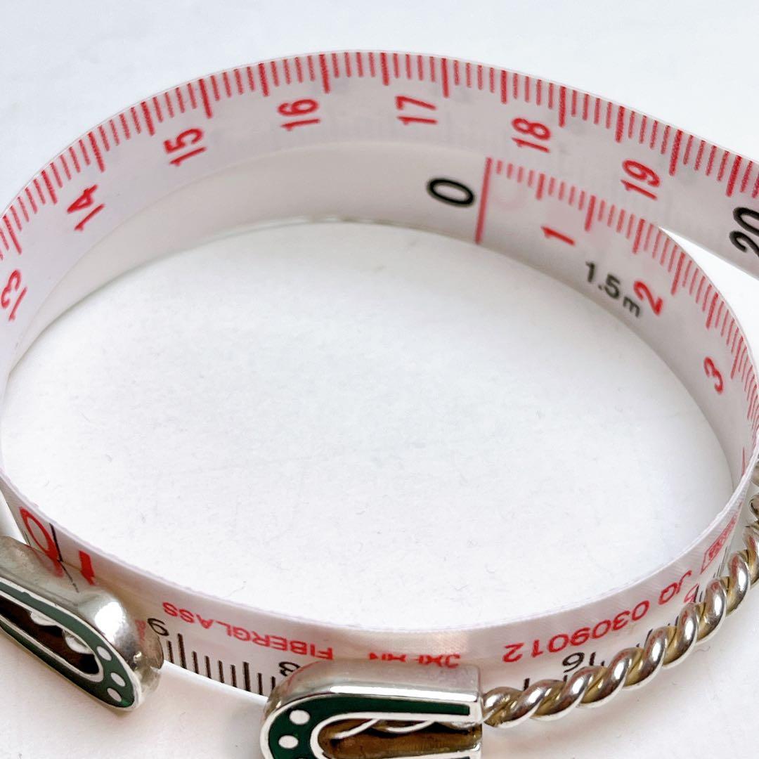 グッチ ヴィンテージ ツイスト ホースシュー バングル グリーン 925