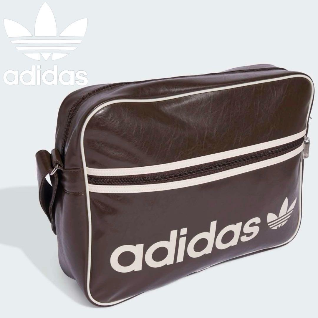新品⭐️adidas フェイクレザー バッグ OG エアライナー ダークブラウン