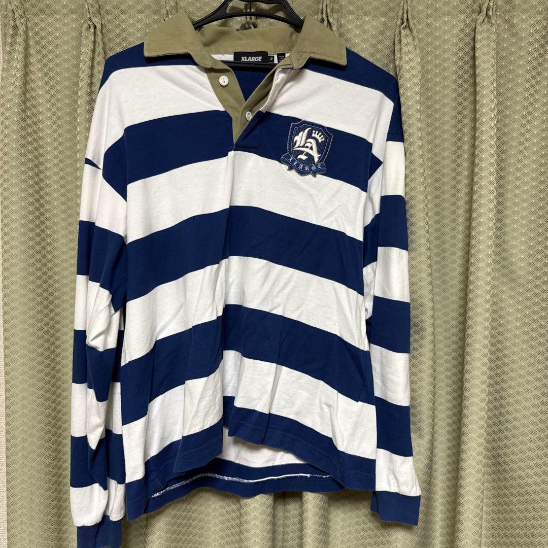 X-LARGE ストライプ ポロシャツ ネイビー ホワイト - メルカリ