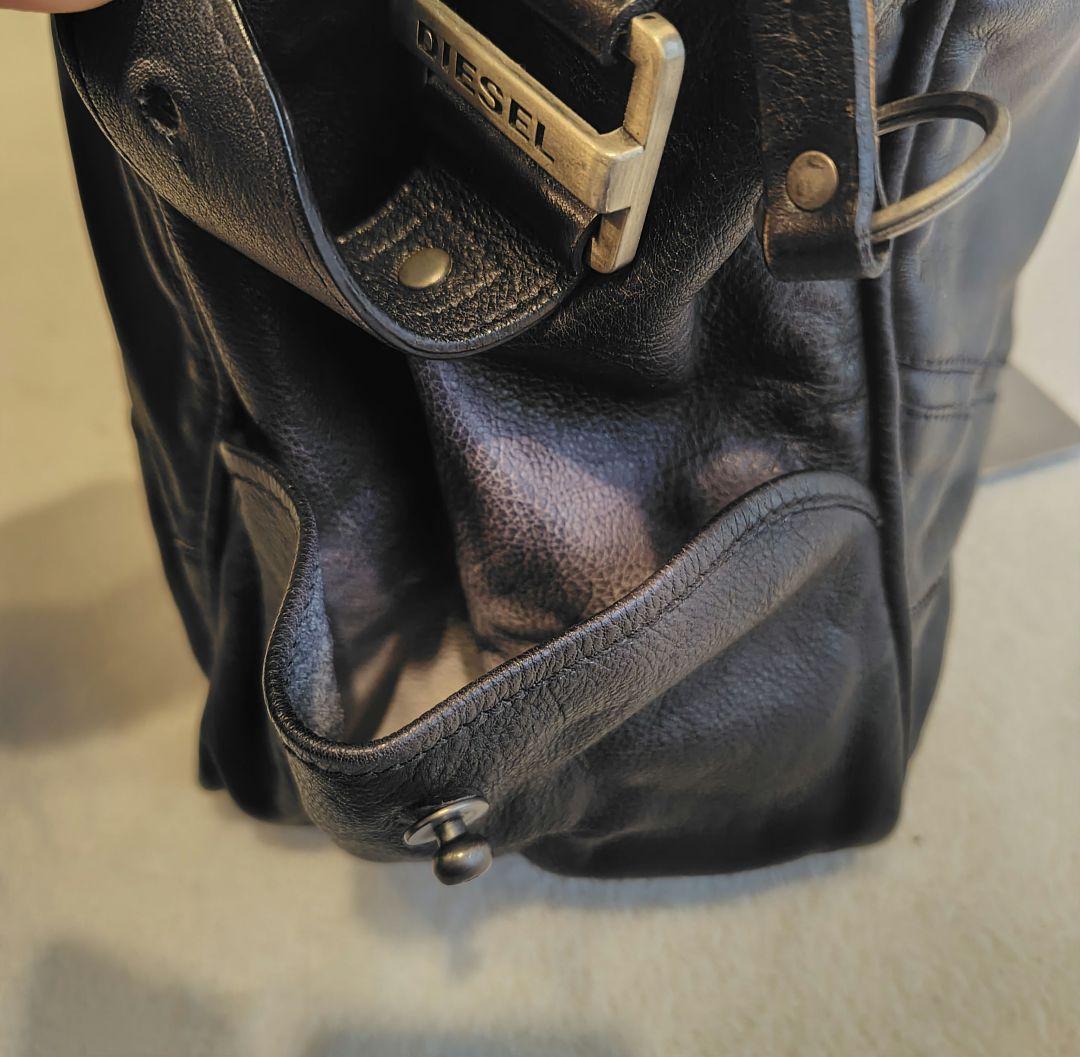 Y2K DIESEL メタルロゴ レザー ボストンバッグ 大容量 黒 - メルカリ