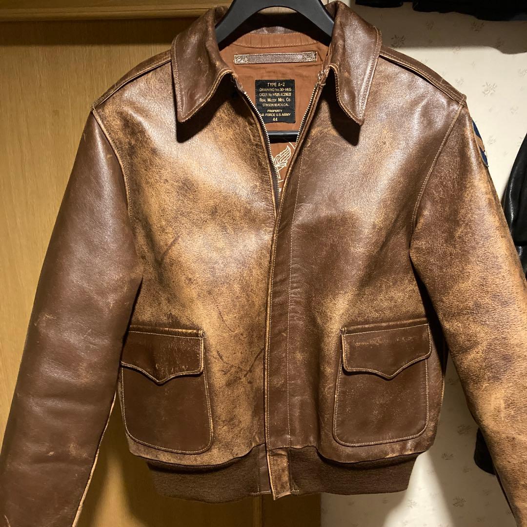 旧 リアルマッコイズ A-2フライトジャケット 馬革 ホースハイド 擦れ