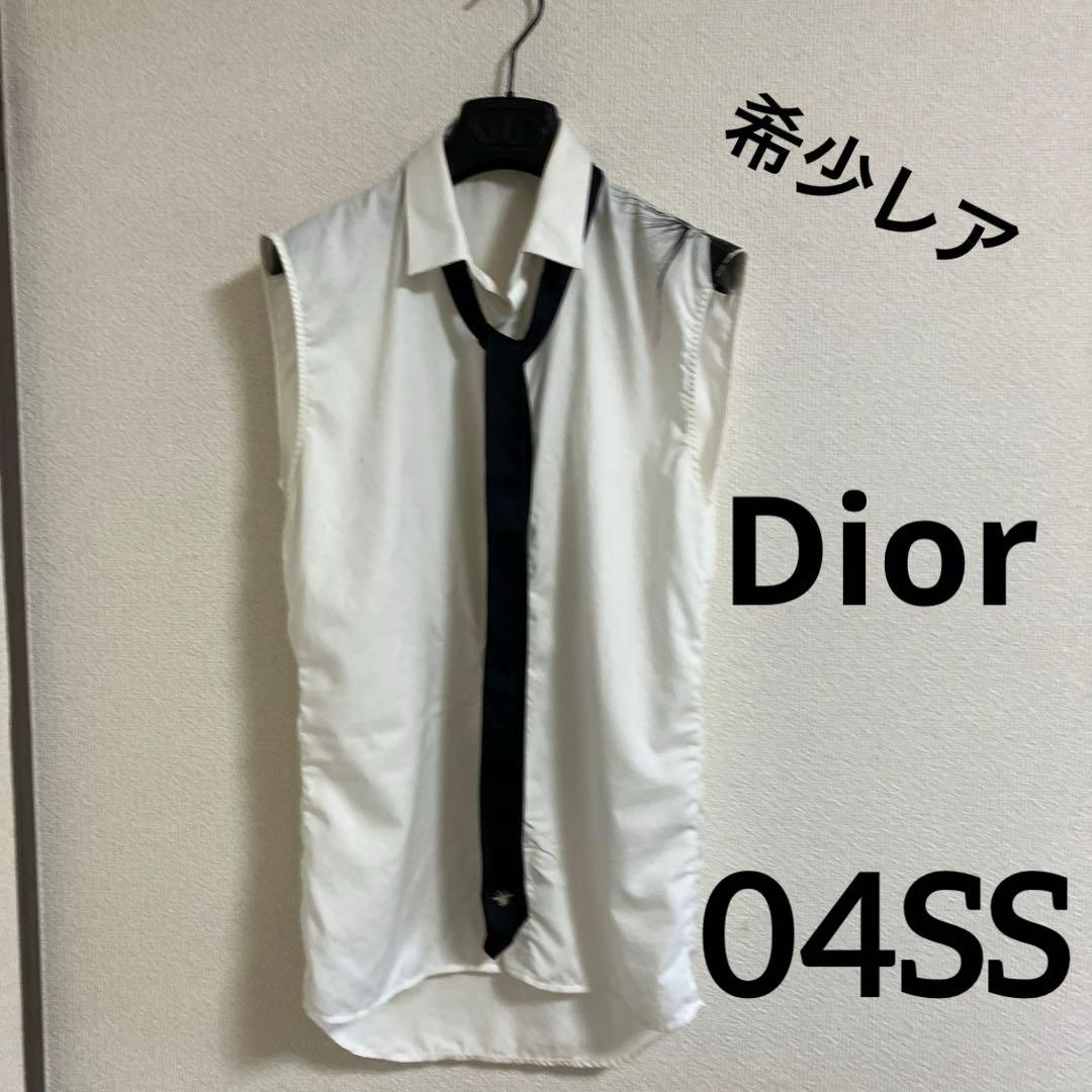 希少レア　Dior ノースリーブシャツ　白　ペイント　38　ディオールオム 美品/国内正規 DIOR HOMME ディオール・オム 21SS 183J686A0554 白