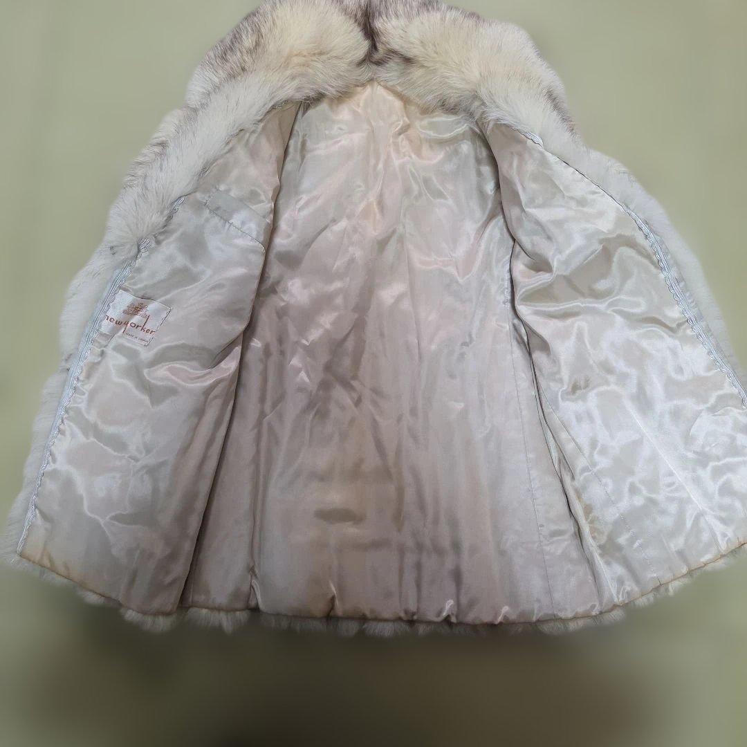 ブルーフォクス コート 肉厚 女優襟 フォクスファー ホワイトフォクス