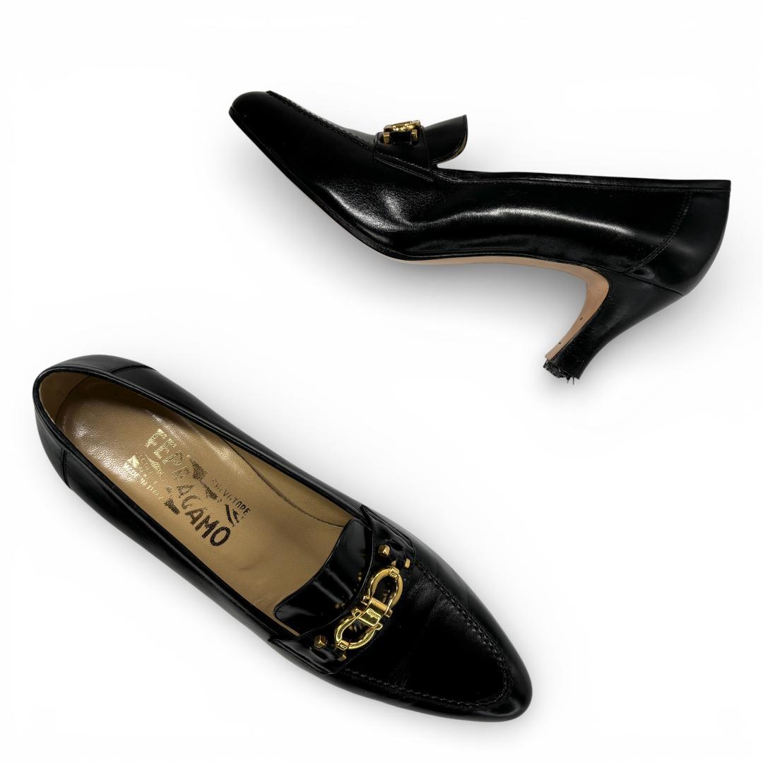 訳あり特価 フェラガモ 7C 24cm ガンチーニパンプス カーフレザー