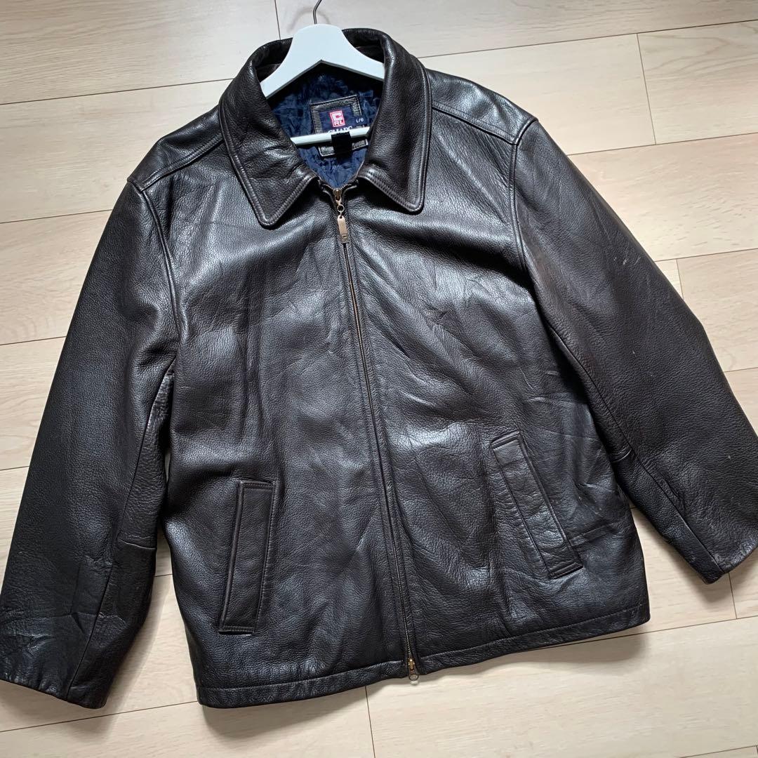 希少 CHAPS Ralph Lauren レザージャケット ダブルジップ XL - メルカリ