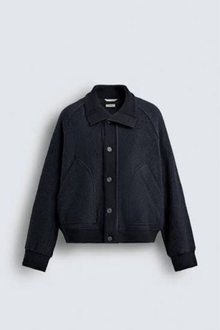 ZARA リブ襟切り替えジャケット ネイビー　Mサイズ レビュー】ZARA リブ襟切り替えジャケットがかっこいい！