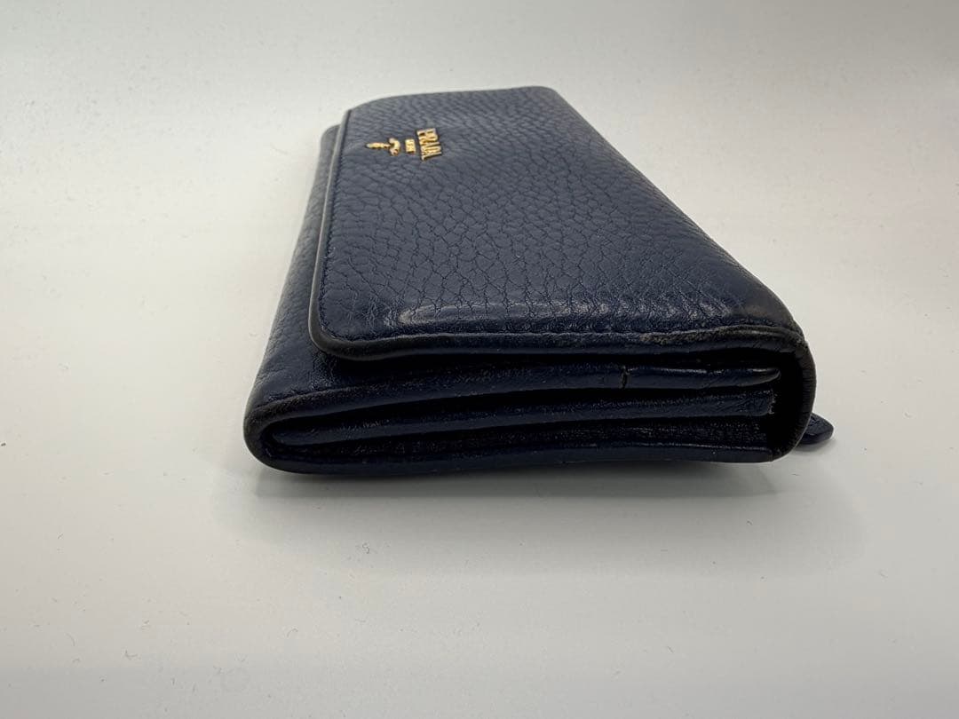 良品✨PRADA サフィアーノ メタルロゴ ネイビー 長財布 メンズ