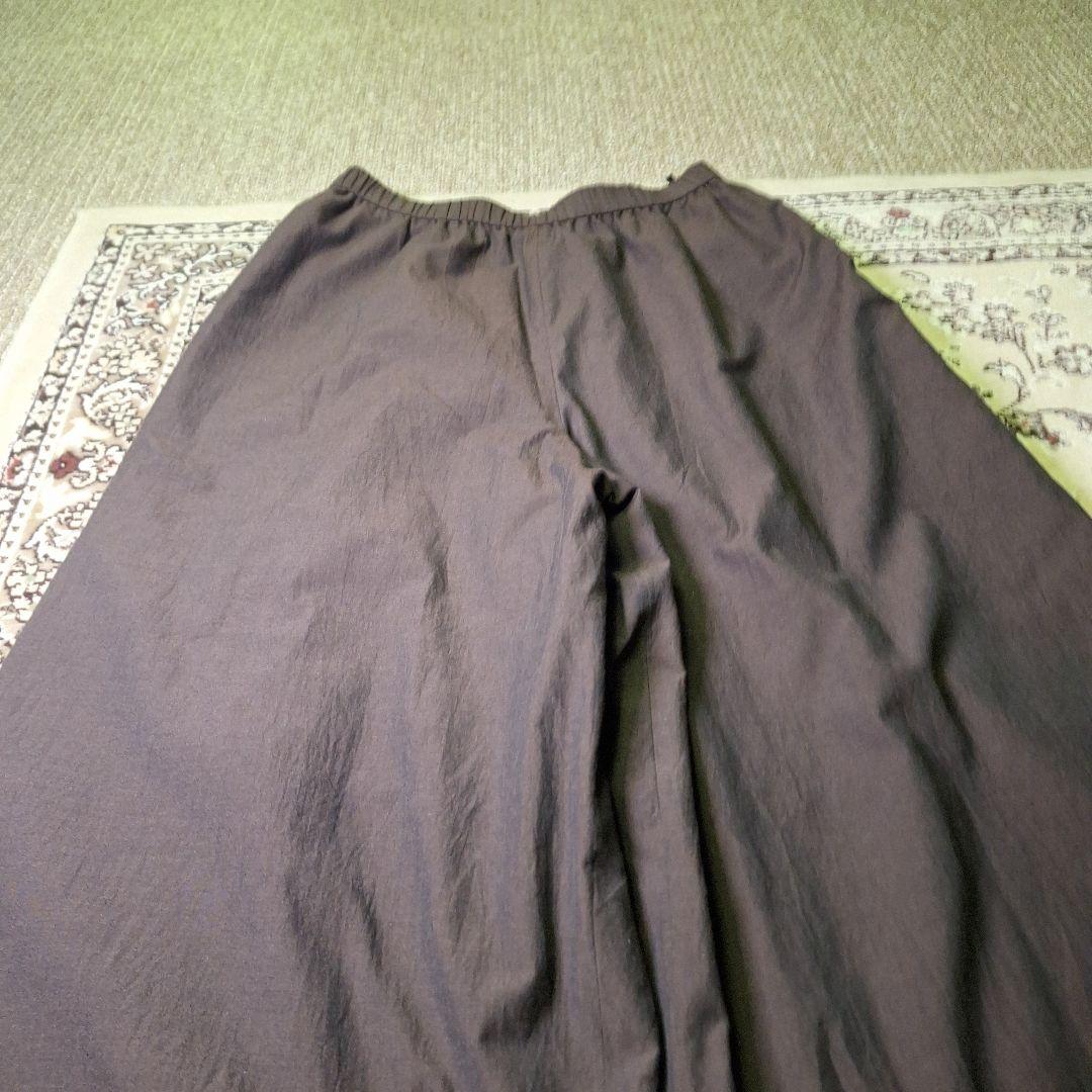 慈雨 センソユニコ 茶染ブラウン ワイドパンツ 段差二重裾 ガウチョ