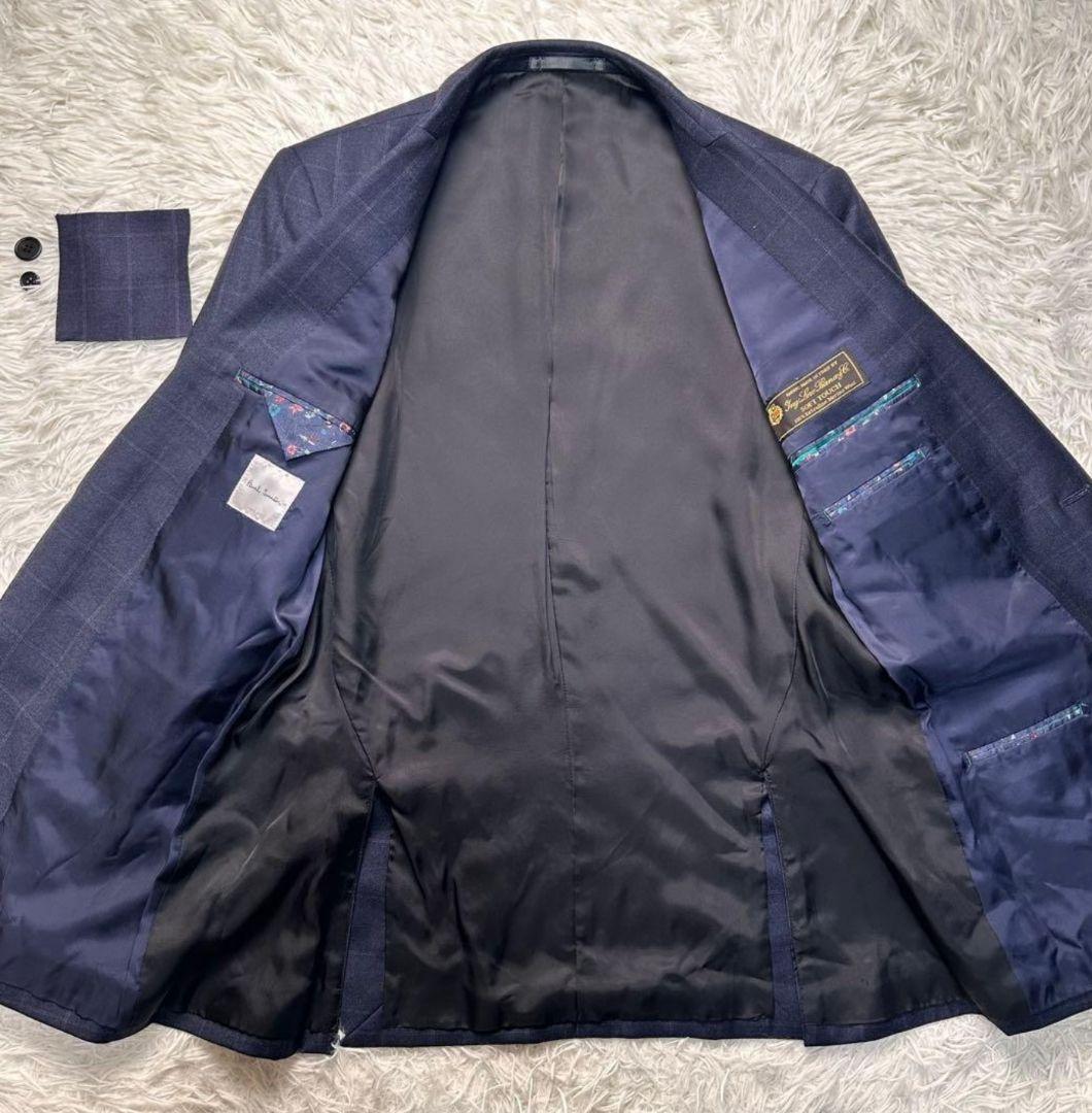 現行 極美品 ポールスミス ロロピ生地 光沢 セットアップ ネイビー 総