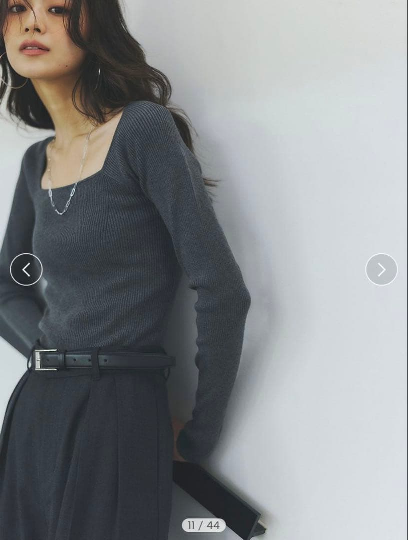 新品】anuans アニュアンス シルクカシミアブレンドデコルテリブニット