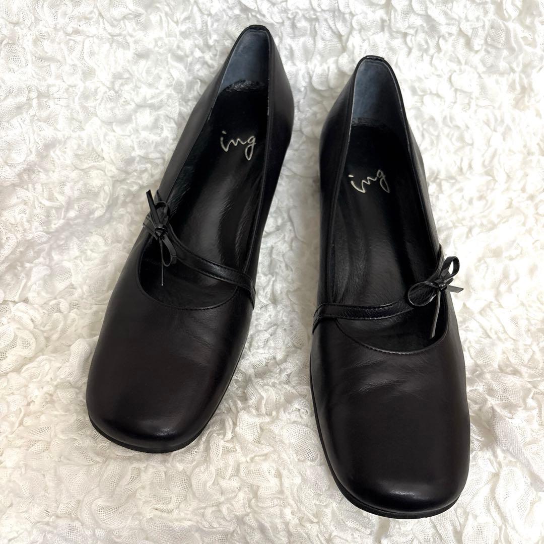 【美品】ing イング パンプス ブラック 24.0 イング ing ブラックパンプス （ブラック） -靴＆ファッション通販