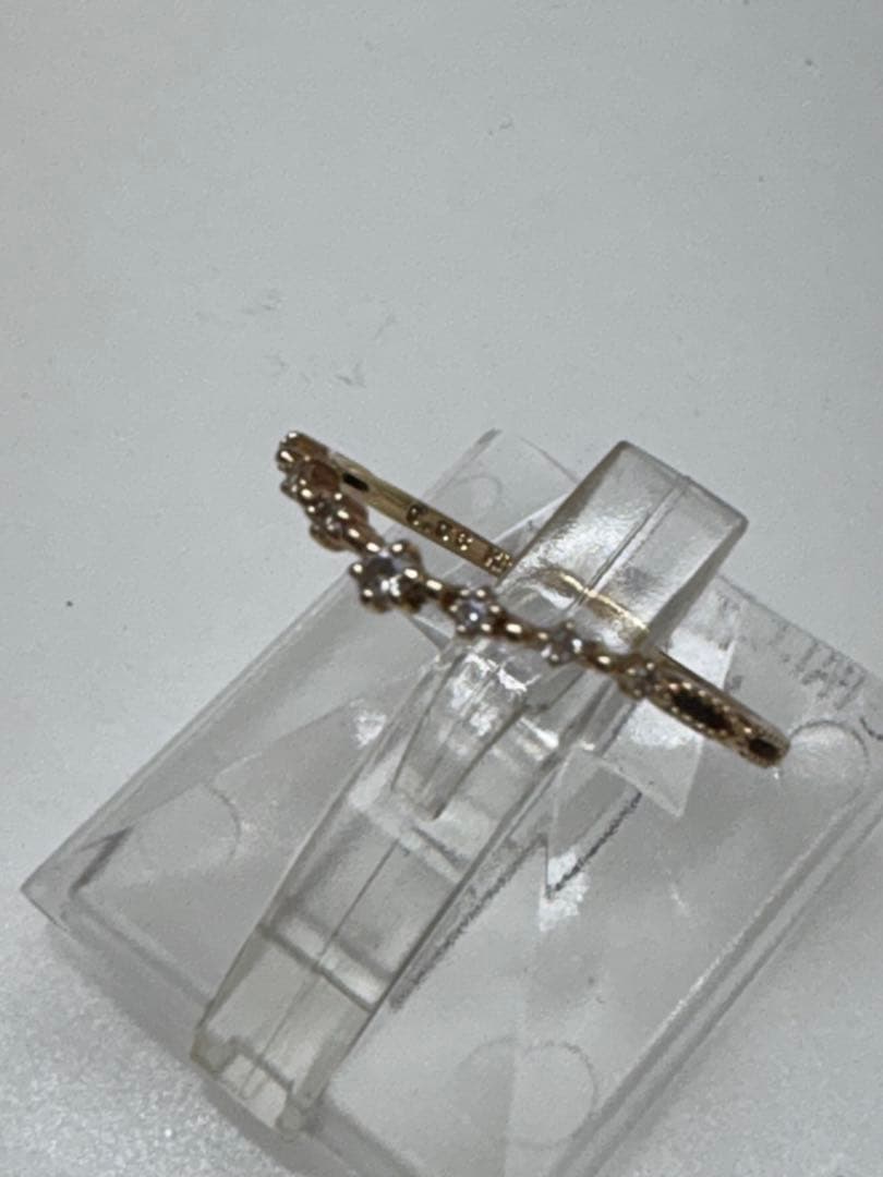 アガット・k10ゴールド 波型 ダイヤリング・13号・0.8g・中古品