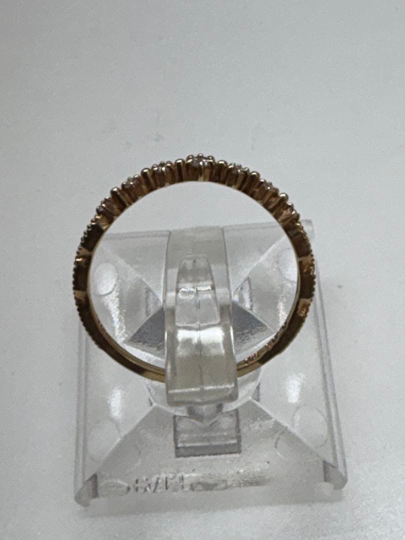 アガット・k10ゴールド 波型 ダイヤリング・13号・0.8g・中古品