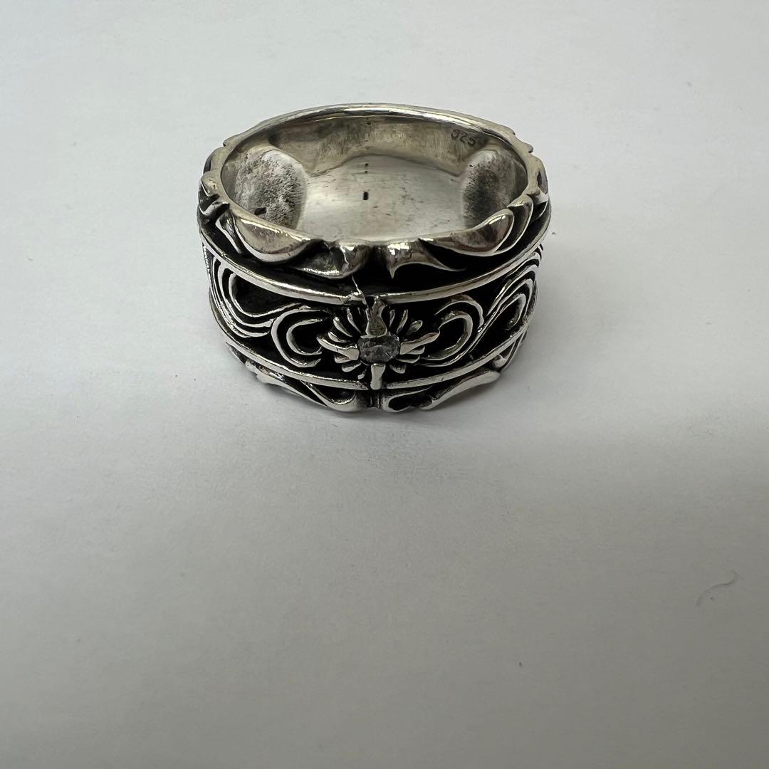値下げ】シルバーリングSV925 メンズ18号ジルコニア 唐草模様