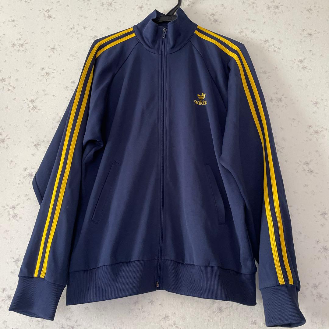 adidas ネイビー イエローライン ジャージ 上 古着 ADS 200 レア