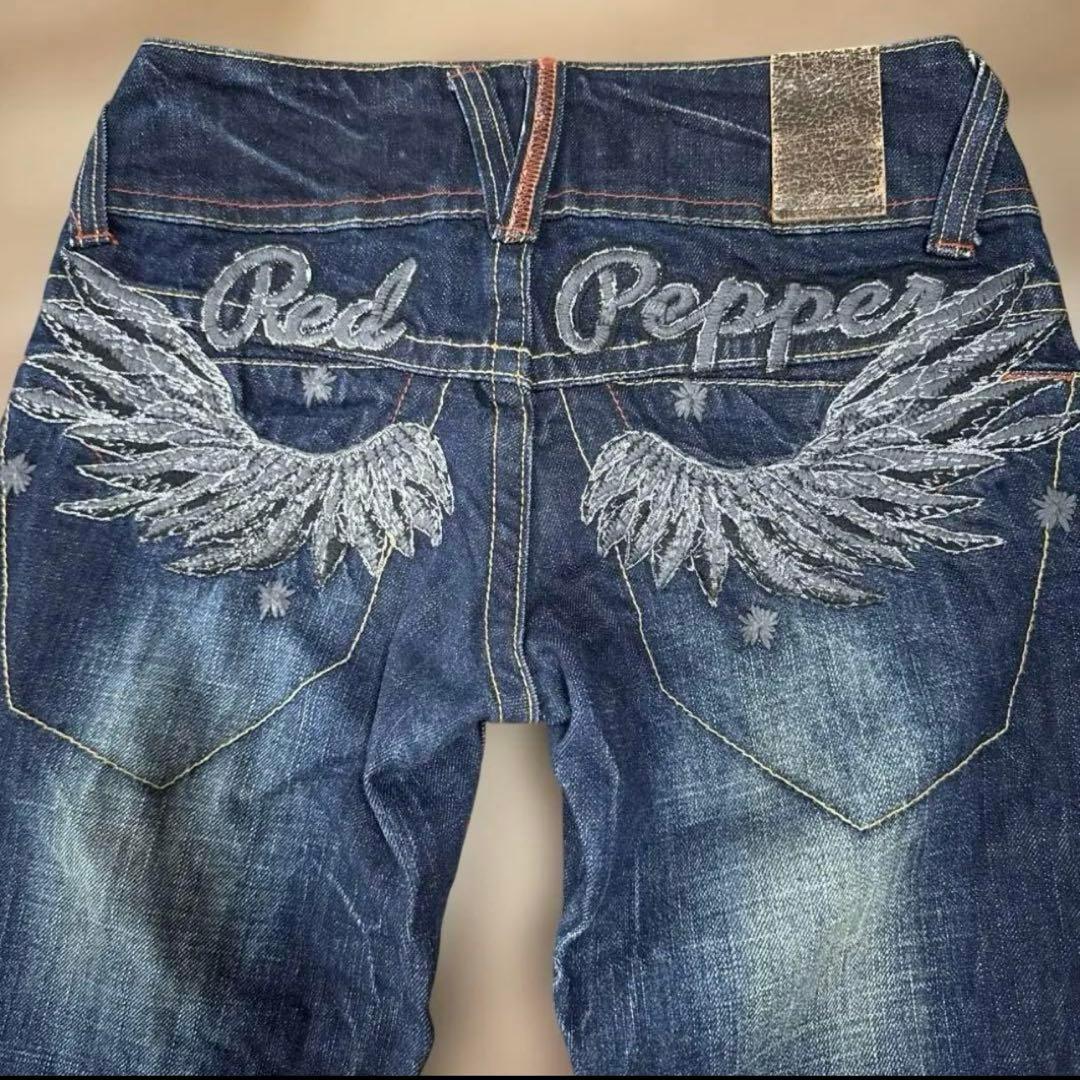 RED PEPPERレッドペッパー 天使の羽ロゴ刺繍 フレアデニムY2K 00s