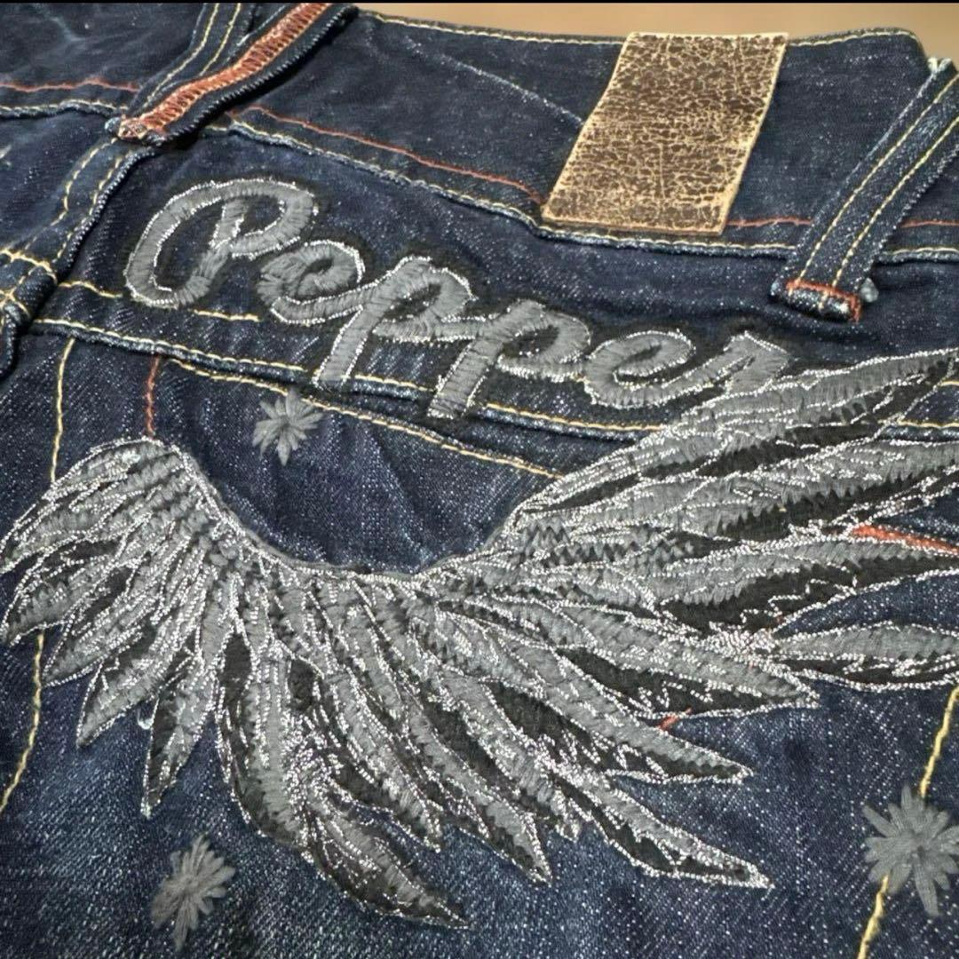 RED PEPPERレッドペッパー 天使の羽ロゴ刺繍 フレアデニムY2K 00s