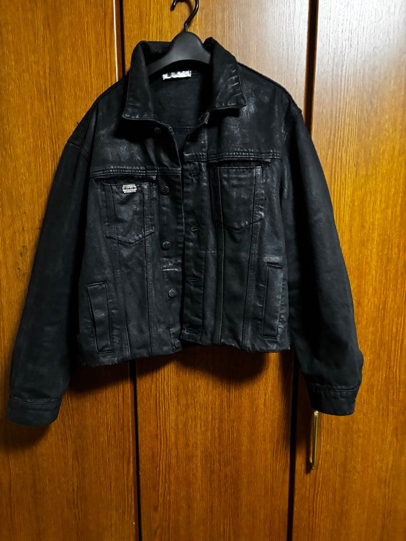 ワックスデニムジャケット ブラックデニムジャケット wax ANDER HUNK デニムジャケット gジャン 14oz Wax Coated Denim Jacket