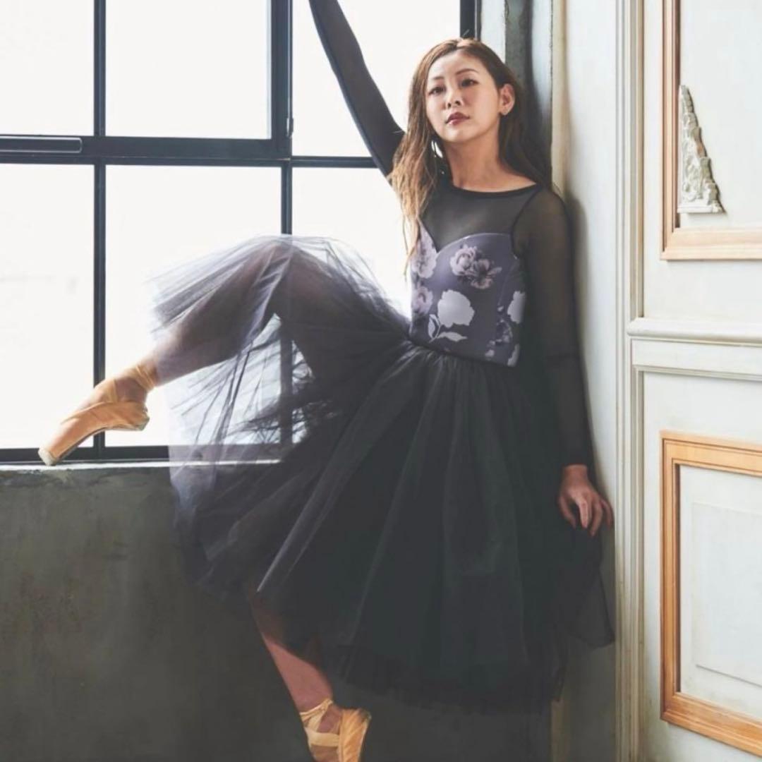 スティナ レオタード Type W Sサイズ 美品 stina / type N back ribbon / lace flower sapphire blue / kids / girl