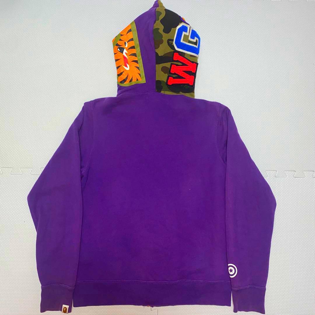 希少】a bathing ape アベイシングエイプ シャークパーカー M 紫