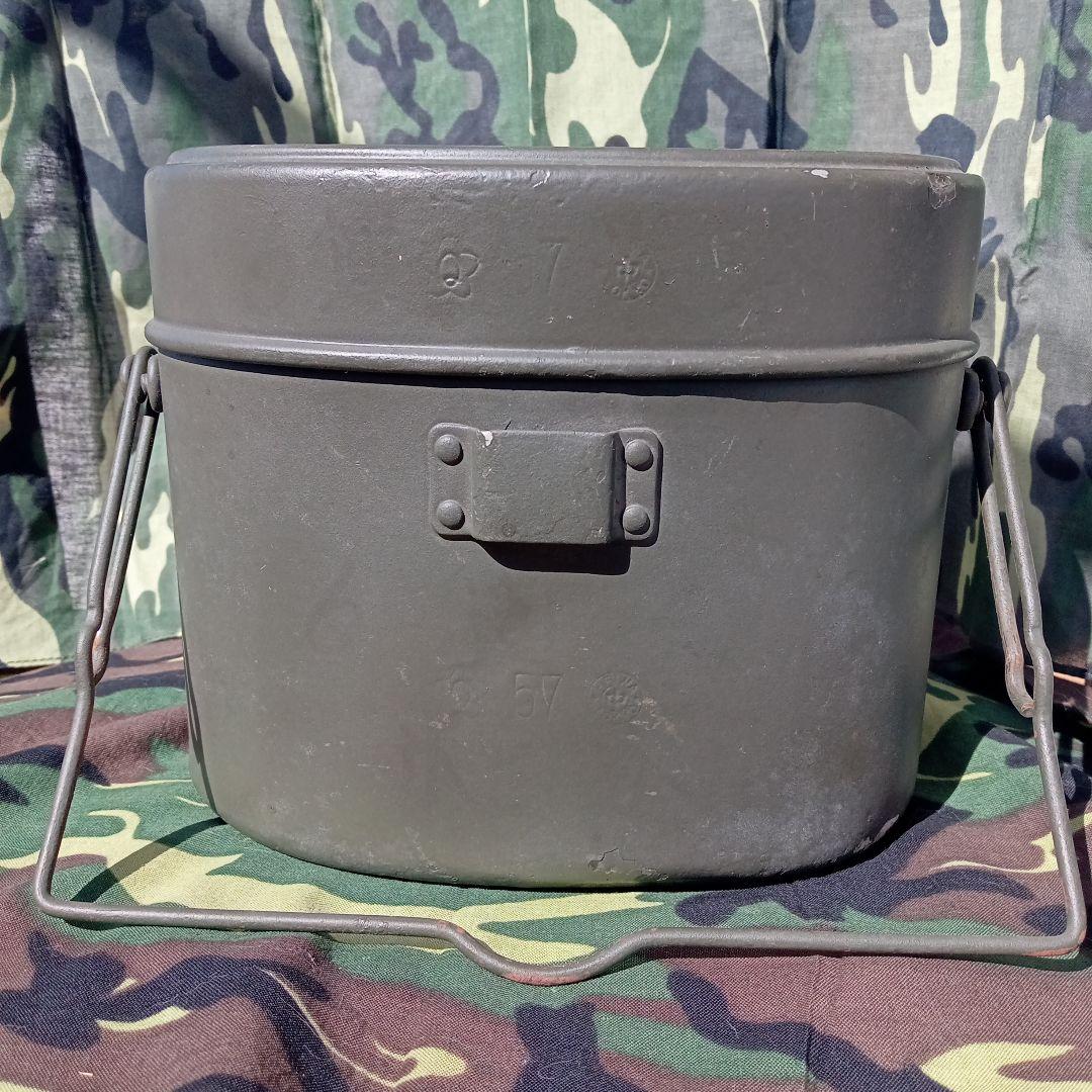 陸上自衛隊１型戦闘飯盒　桜Qマーク　官給品　１９５７年製　ビンテージ　美品 陸上自衛隊 1型飯盒 桜Qマーク官給品 1955年製造 ビンテージ品