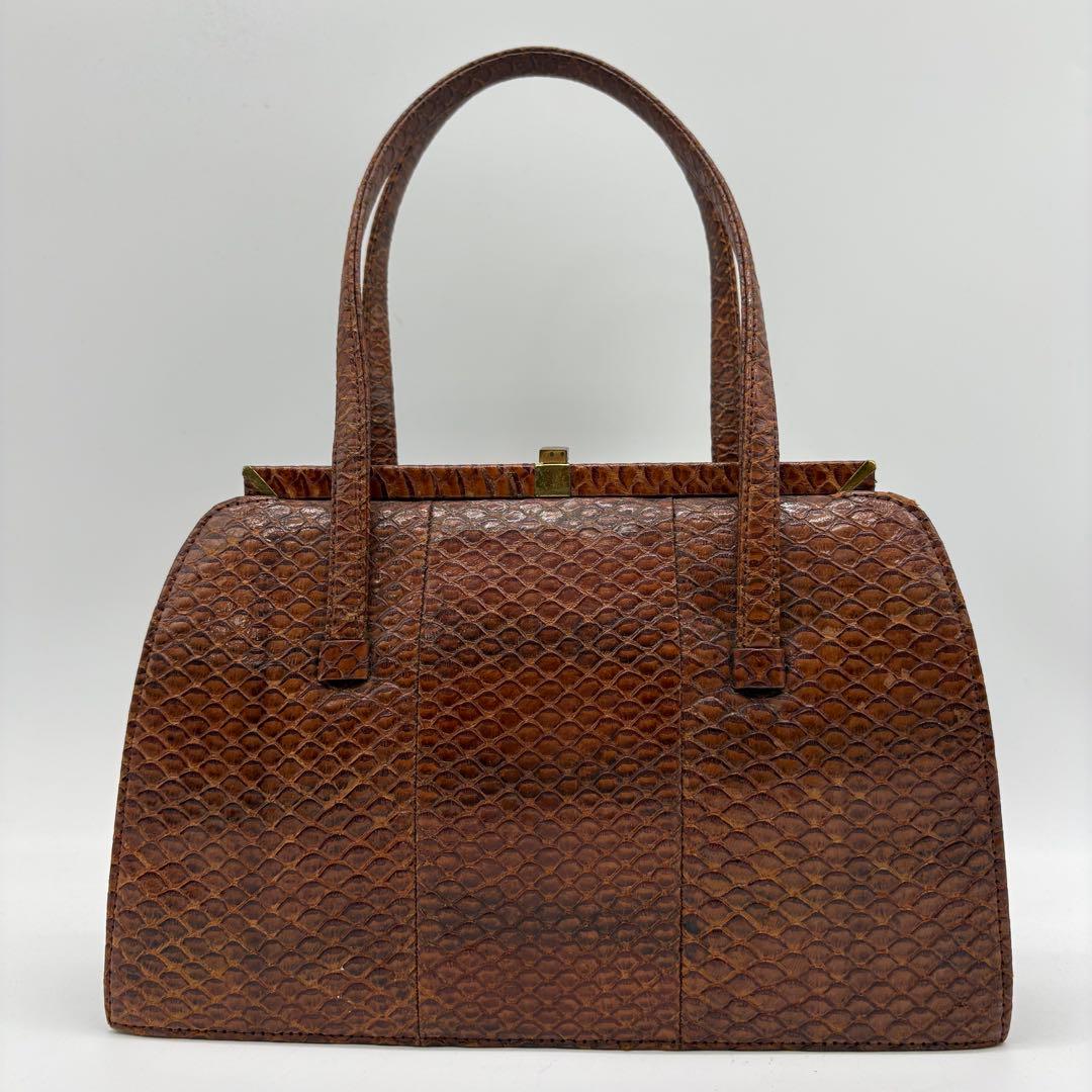 高級！良品！✨】パイソン ハンドバッグ 蛇革 がま口 冠婚葬祭