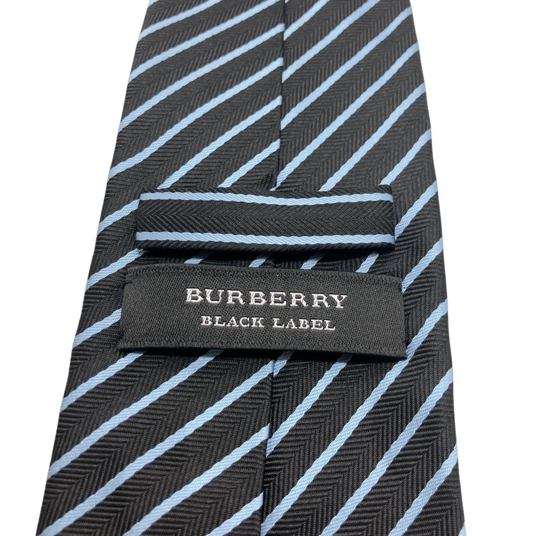 未使用級】BURBERRY バーバリー ネクタイ ストライプ 肉厚 ブラック