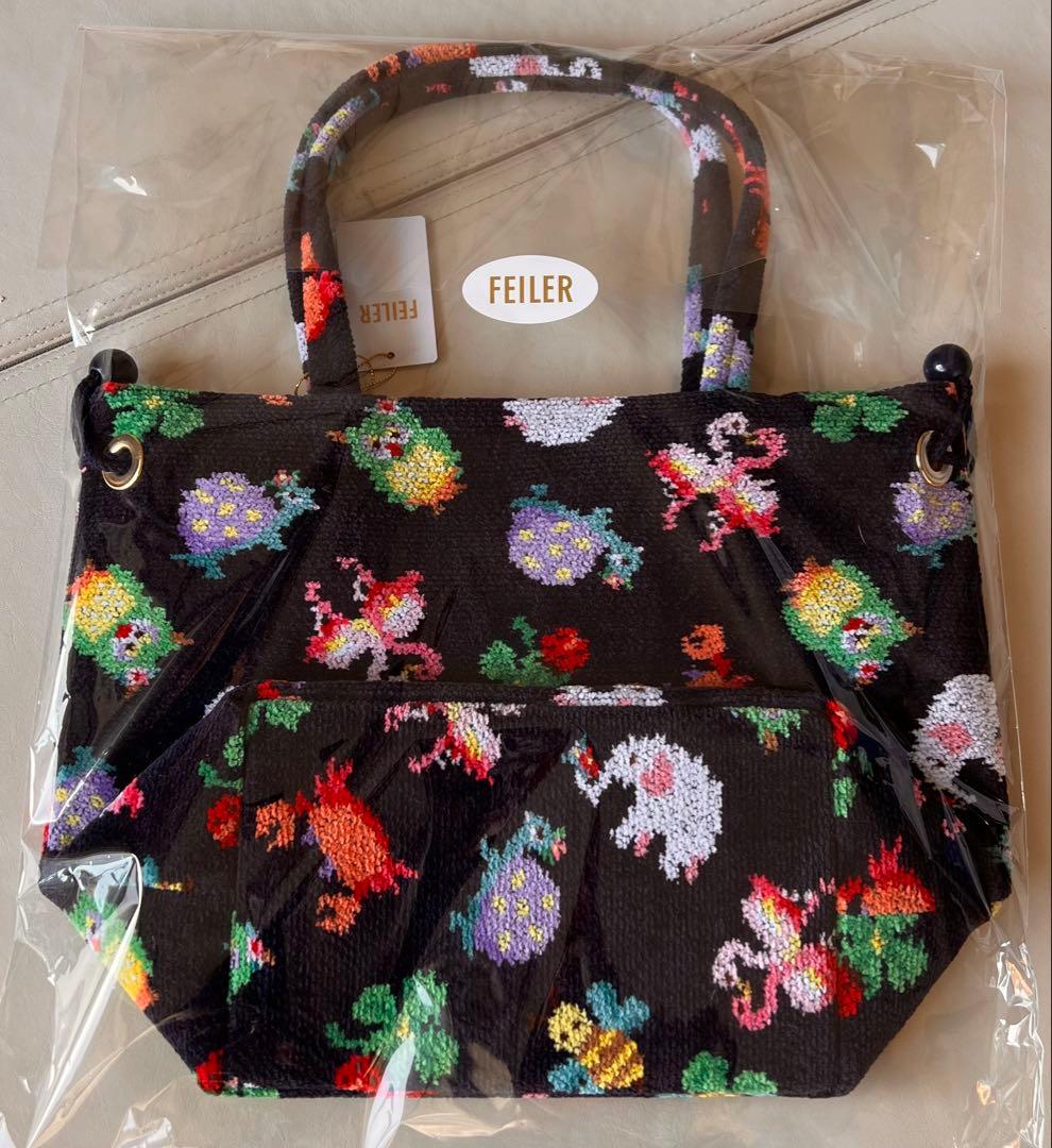 新品未開封】フェイラー×神崎恵さんコラボ 巾着バッグ（ネイビー