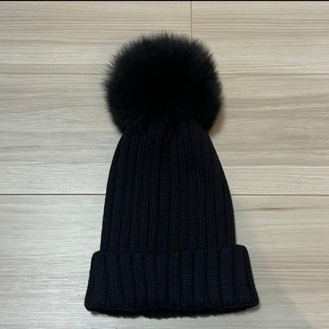 未使用】monclerモンクレ ニット帽 ブラック ボンボン付き - メルカリ