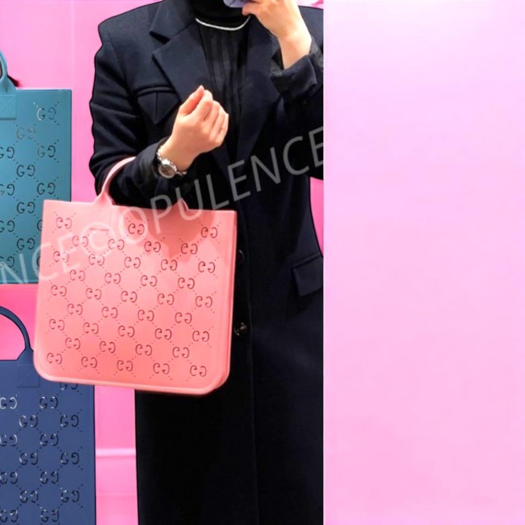 新品同様グッチチルドレンズGGラバートート バッグピンク腕掛け