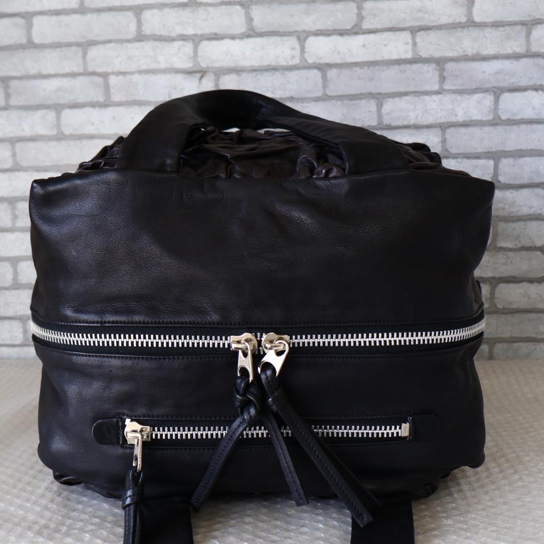 美品 廃盤 kawa-kawa カワカワ シワ加工 レザーボストンバッグ 黒