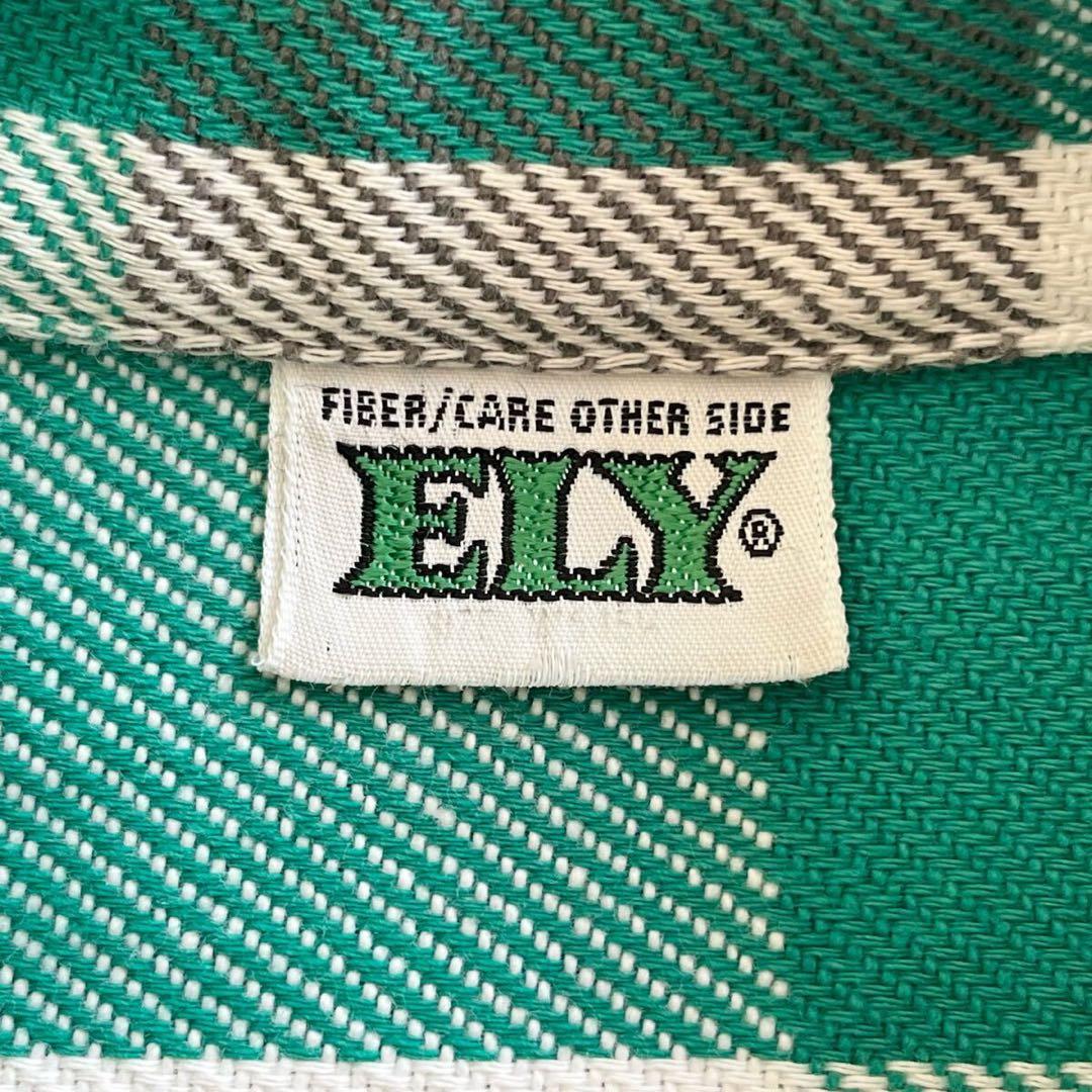 70s ELY チェック ネルシャツ M グリーン ブラック ビンテージ