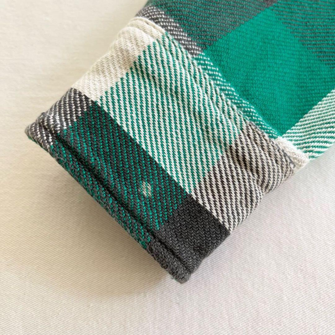 70s ELY チェック ネルシャツ M グリーン ブラック ビンテージ