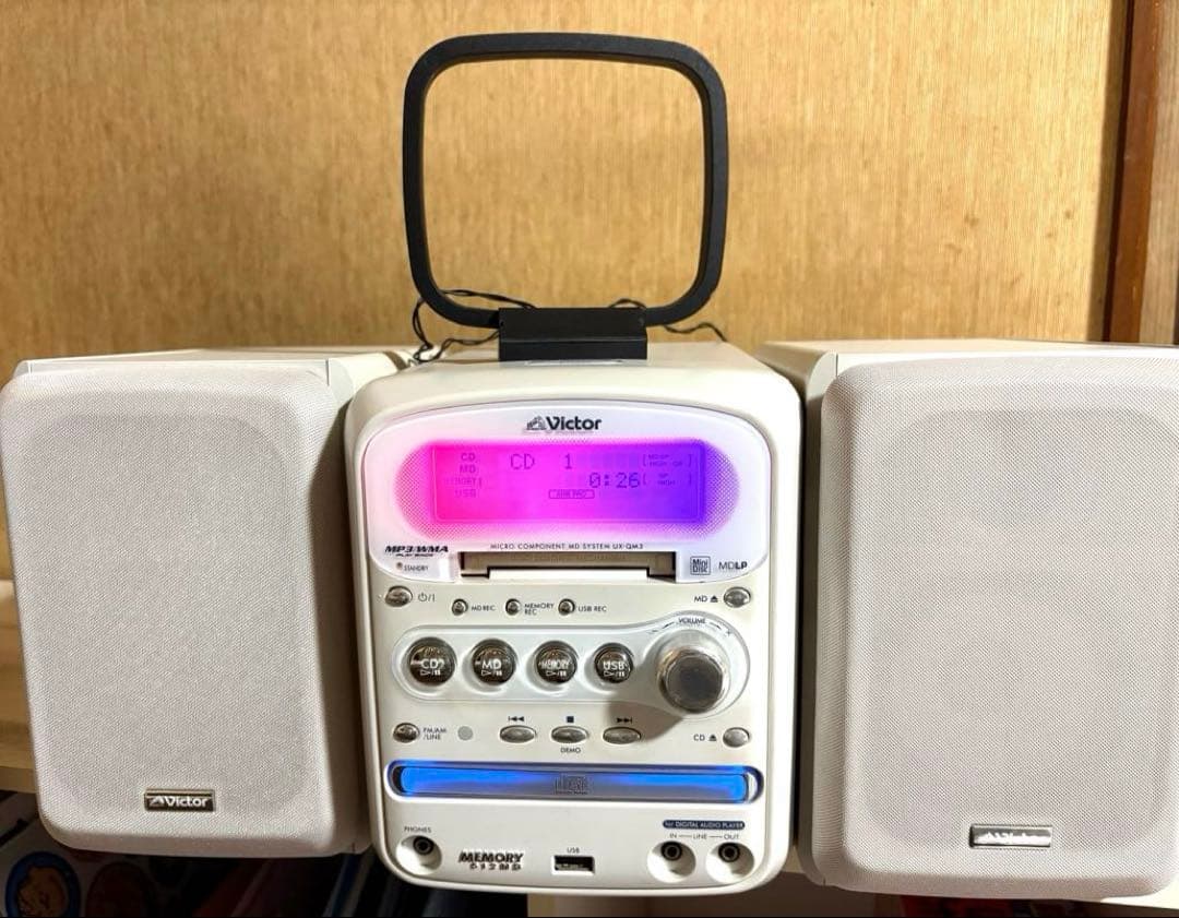 マイクロコンポ Victor CA-UXQM3-W スピーカーセット　中古 中古】Victor ビクター JVC UX-QM3-W ホワイト マイクロコンポーネント