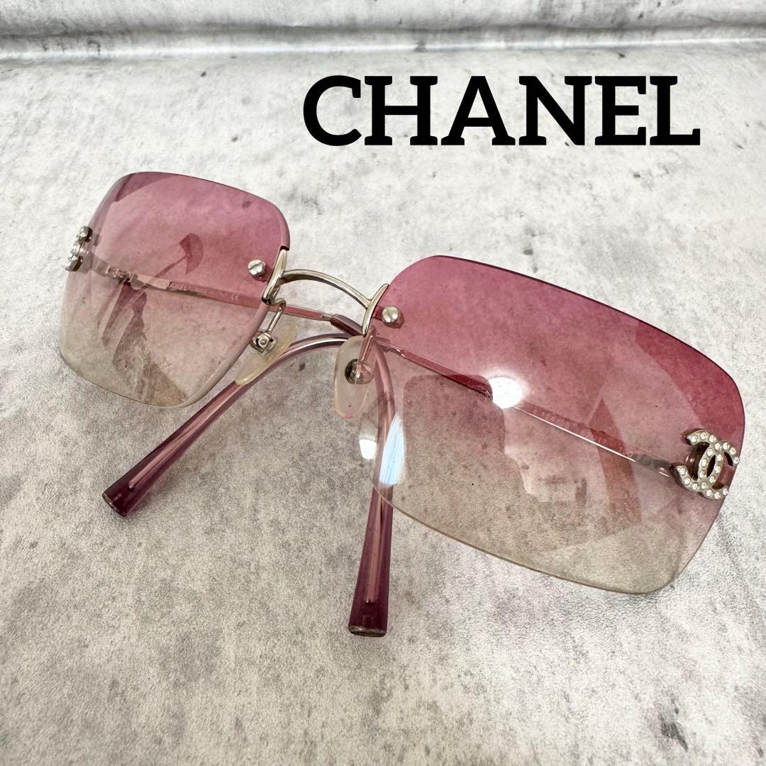 CHANEL シャネル サングラス リムレス ココマーク ラインストーン